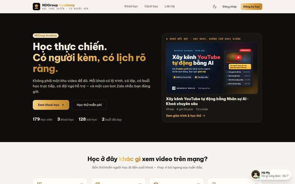 Giao diện NDGroup Academy