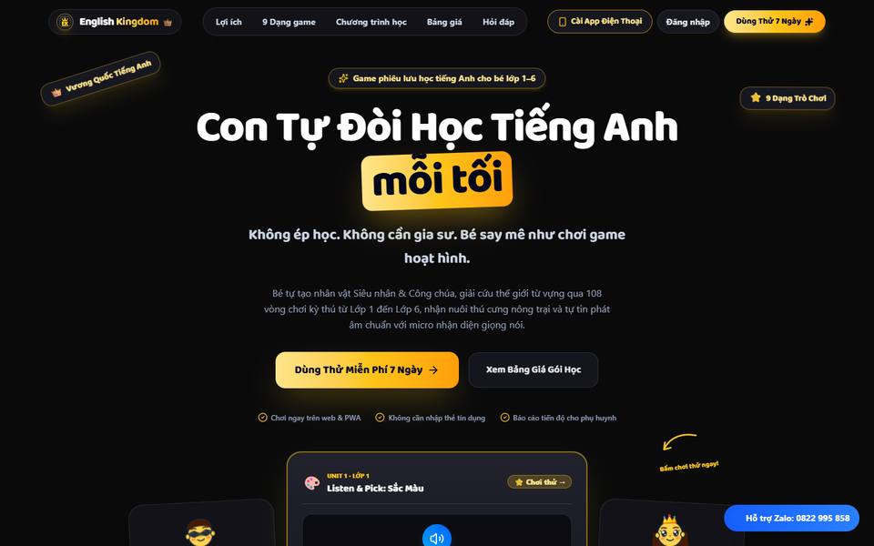 Giao diện English Kingdom