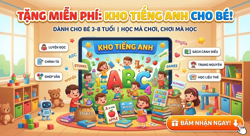 🎁 TẶNG MIỄN PHÍ KHO TÀI LIỆU TIẾNG ANH CHO BÉ!