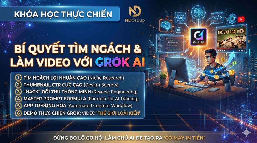 KHÓA HỌC THỰC CHIẾN – LỘ TRÌNH CHIẾN THẦN CONTENT – TỪ TƯ DUY ĐẾN TỰ ĐỘNG HÓA 100%