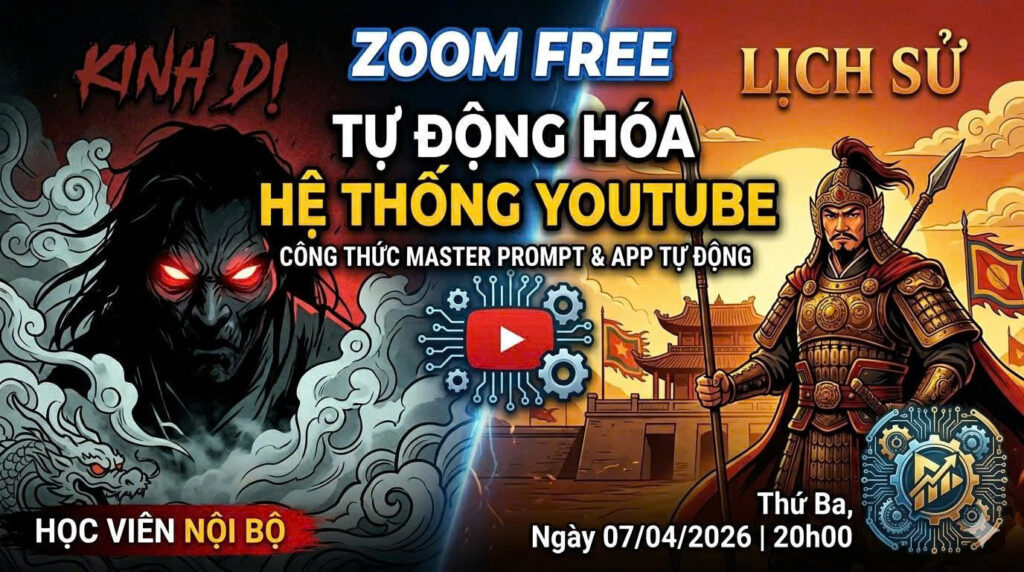 KHÓA HỌC THỰC CHIẾN: TỰ ĐỘNG HÓA ĐẾ CHẾ YOUTUBE TRIỆU VIEW (NGÁCH KINH DỊ & LỊCH SỬ)